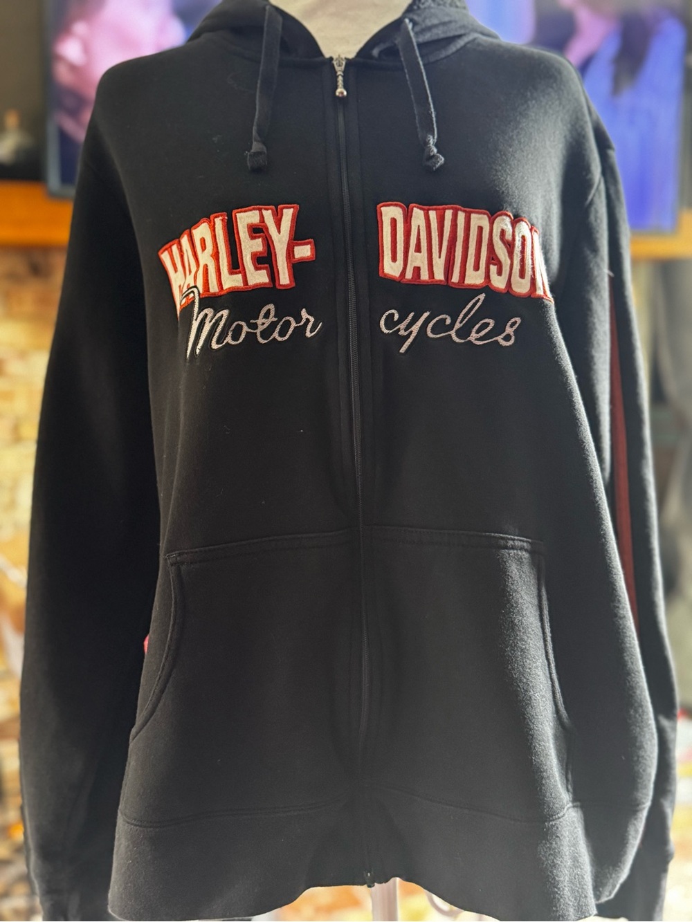Harley-Davidson Black Hoodie with Red & White Script Logo